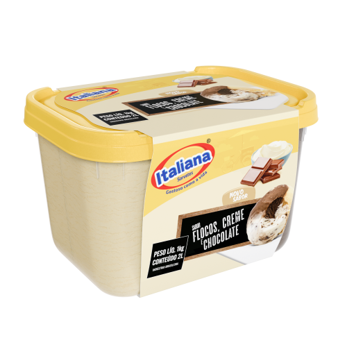 Sorvete de Flocos, creme e chocolate